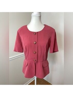 Vintage Jolibel Short-Sleeve Button Front & Peplum Detail Blazer 8